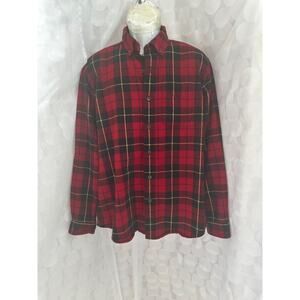 VTG L L Bean Mens Medium Red Plaid Flannel Shirt Traditional Fit Button Front